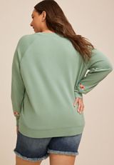Plus Size Mama Floral Embroidered Sweatshirt, C7225, small