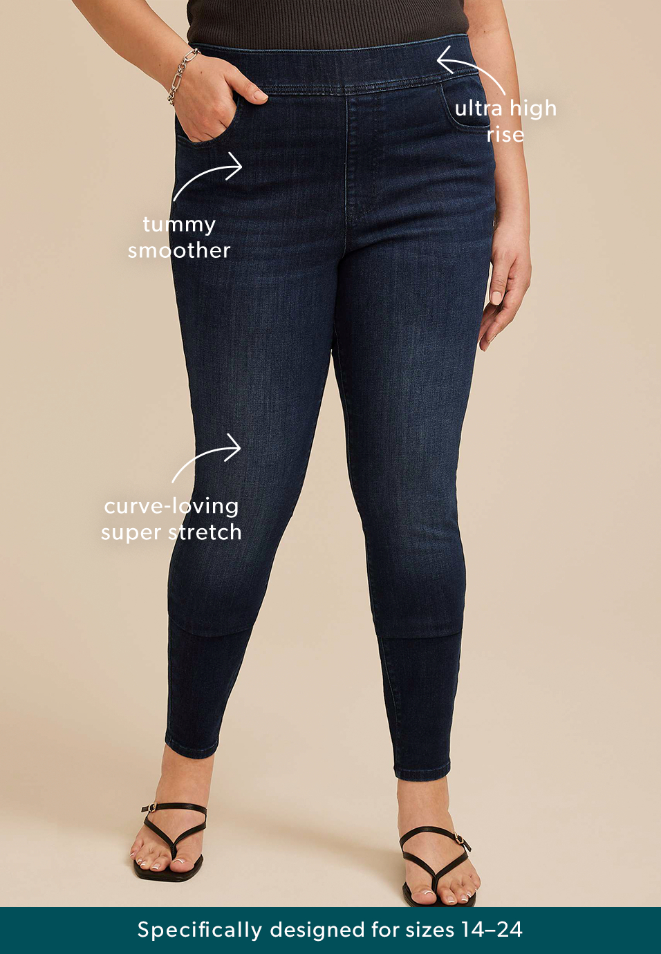 Plus Size m jeans by maurices&trade; Dark Ultra High Rise Pull On Lean Leg Jegging, C258, large