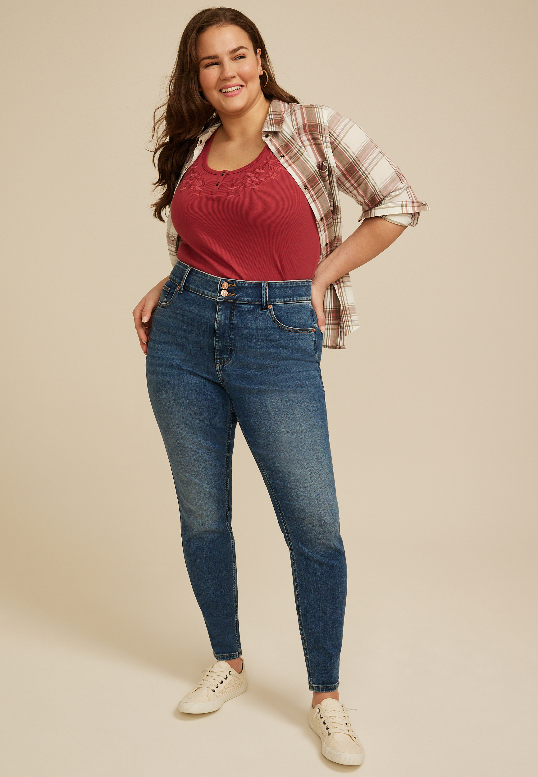 Plus Size m jeans by maurices&trade; Ultra High Rise Double Button Jegging, C3337, large
