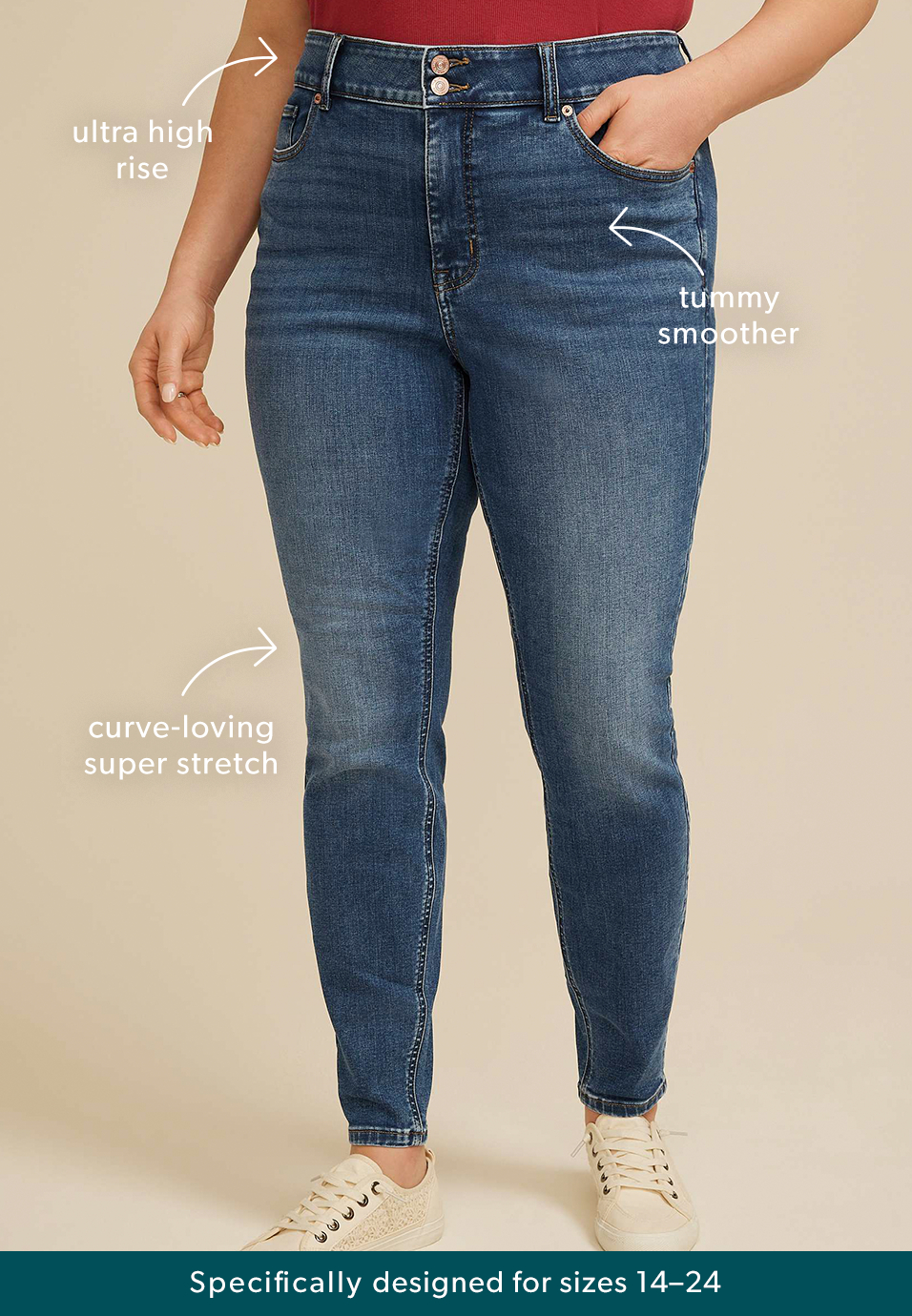 Plus Size m jeans by maurices&trade; Ultra High Rise Double Button Jegging, C3337, large