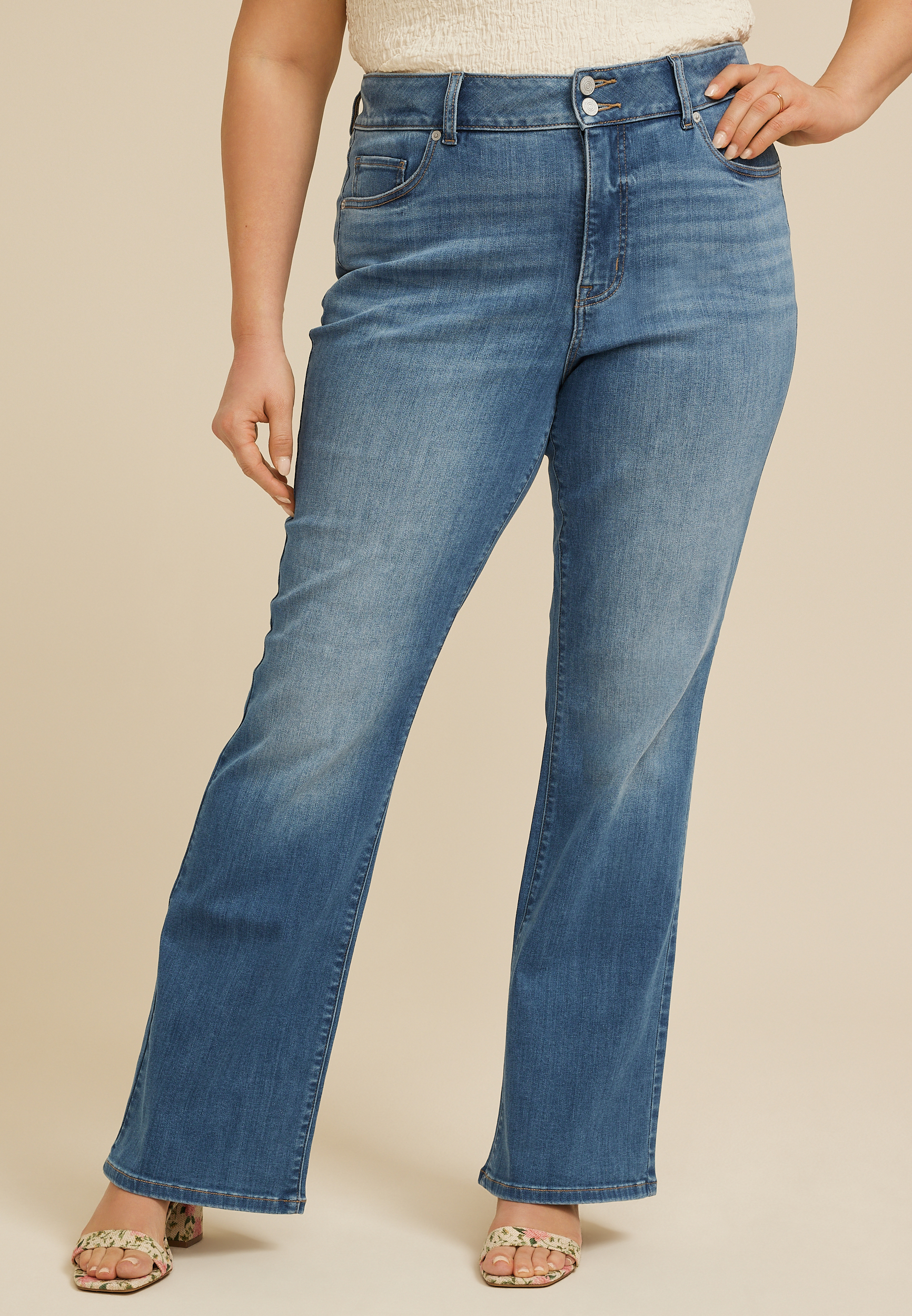 Plus Size m jeans by maurices&trade; Super High Rise Double Button Bootcut