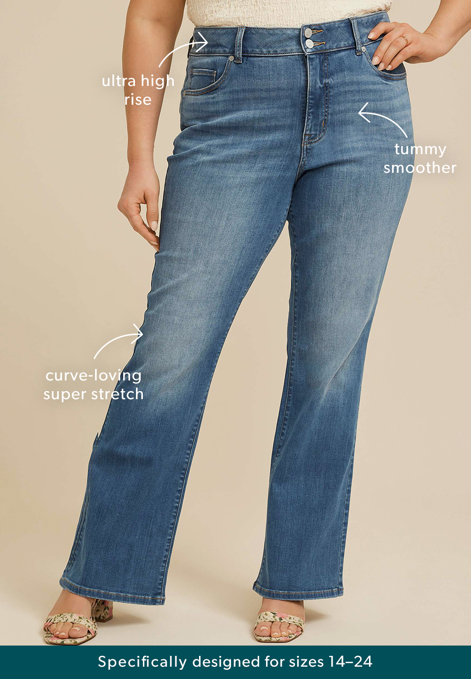 Plus Size m jeans by maurices&trade; Ultra High Rise Double Button Bootcut, C3337, large