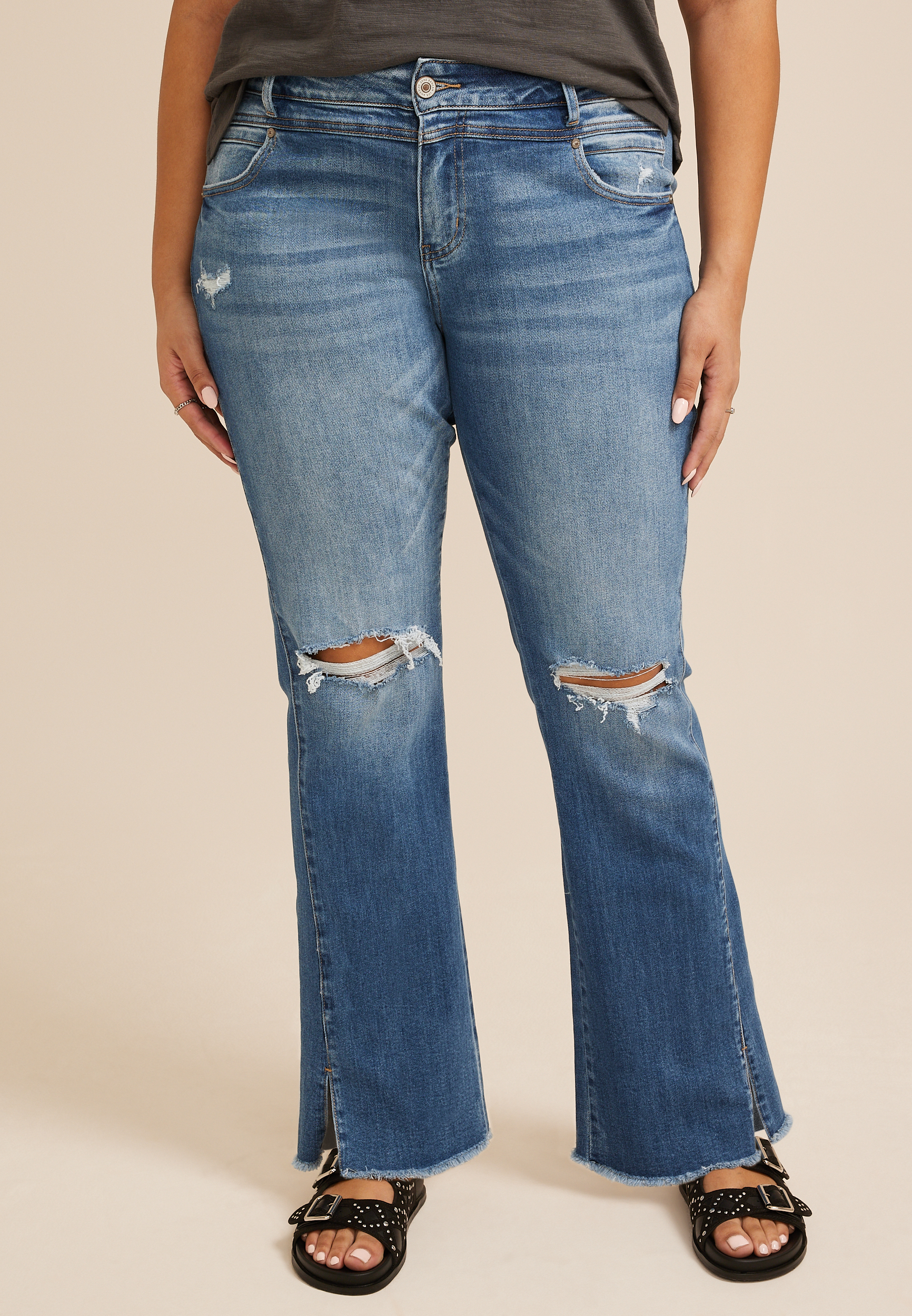 Plus Size KanCan&trade; Mid Rise Twisted Seam Bootcut Jean