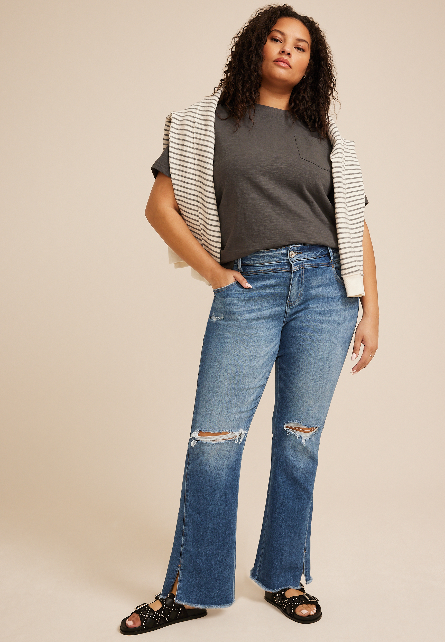 Plus Size KanCan&trade; Mid Rise Twisted Seam Bootcut Jean, C258, large