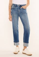 KanCan&trade; High Rise Seamed Pocket Cuffed Hem Straight Jean, C258, small