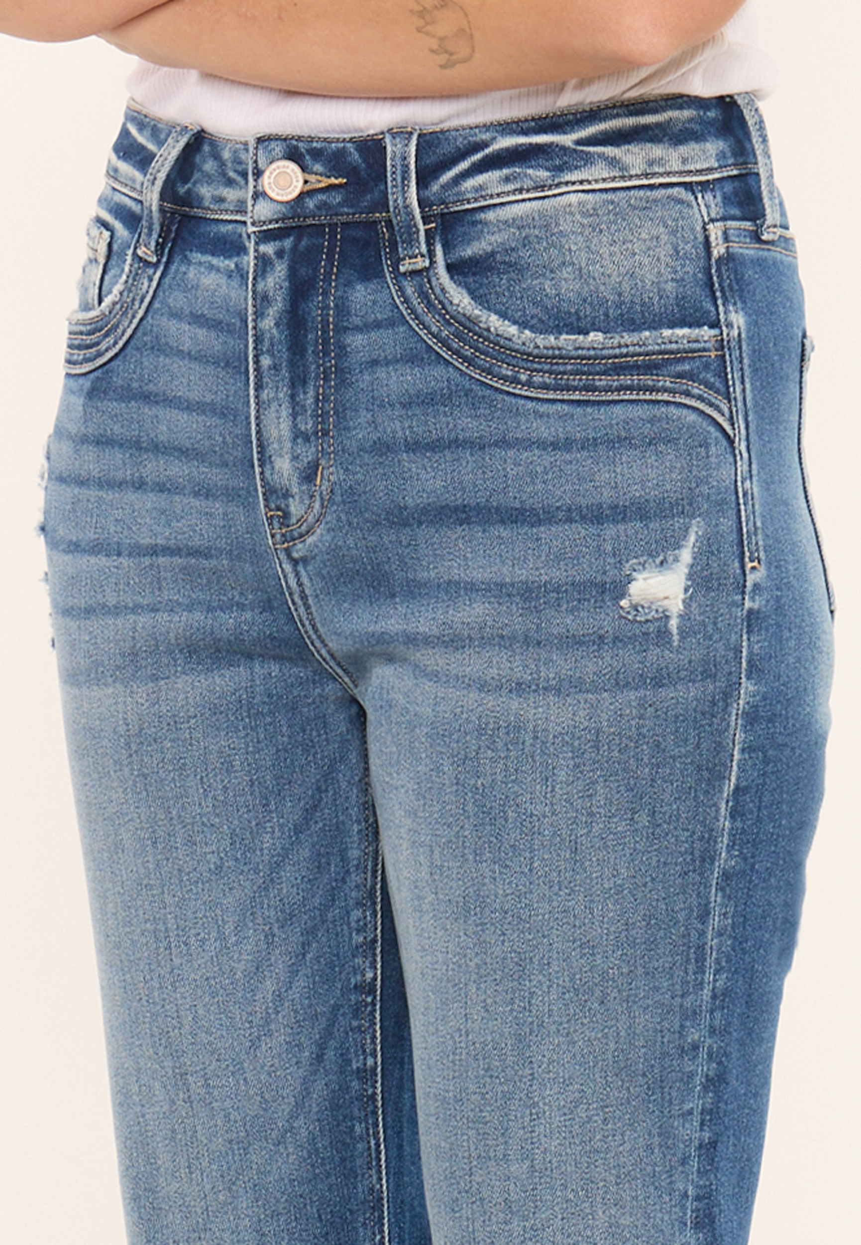 KanCan&trade; High Rise Seamed Pocket Cuffed Hem Straight Jean, C258, large