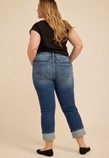 Plus Size KanCan&trade; High Rise Seamed Pocket Cuffed Hem Straight Jean, C258, small