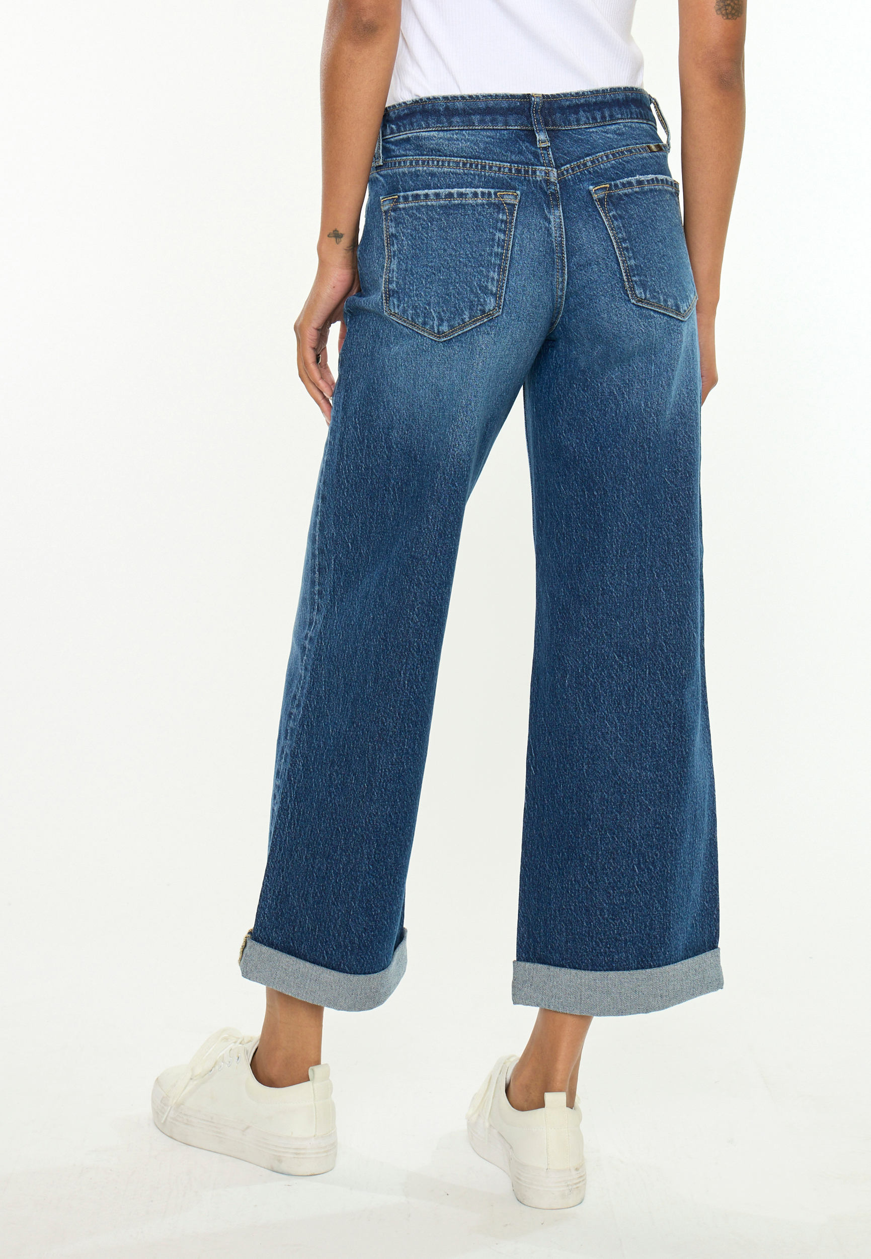 KanCan&trade; Mid Rise Mini Roll Hem Wide Leg Jean, C258, large