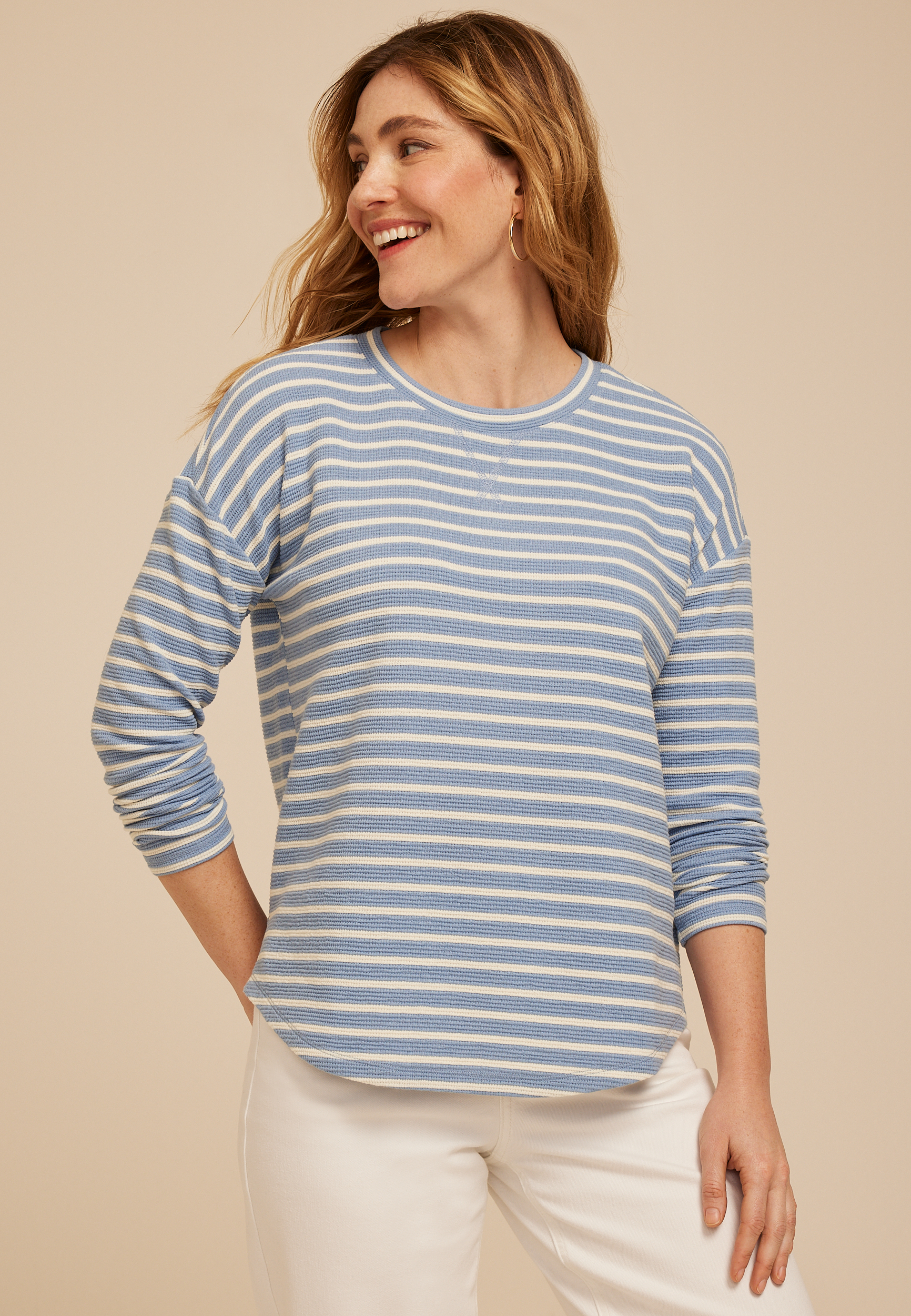 24/7 Clara Textured Long Sleeve Tee