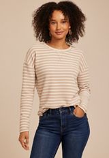 24/7 Clara Textured Long Sleeve Tee, C8582, small