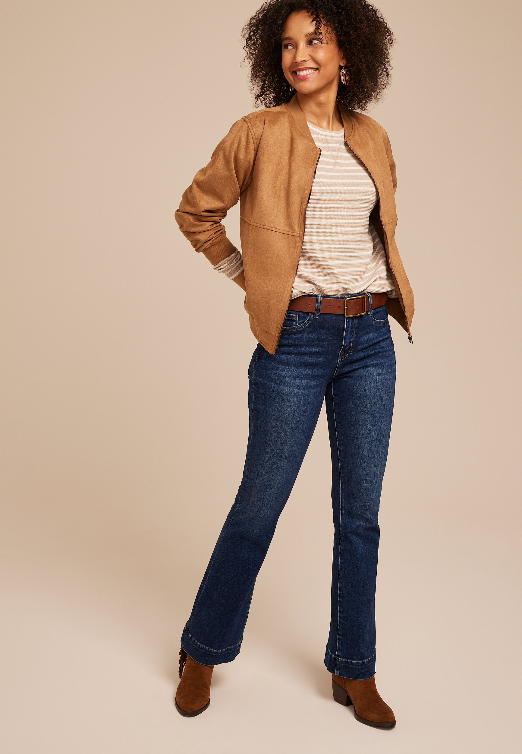 24/7 Clara Textured Long Sleeve Tee, C8582, large
