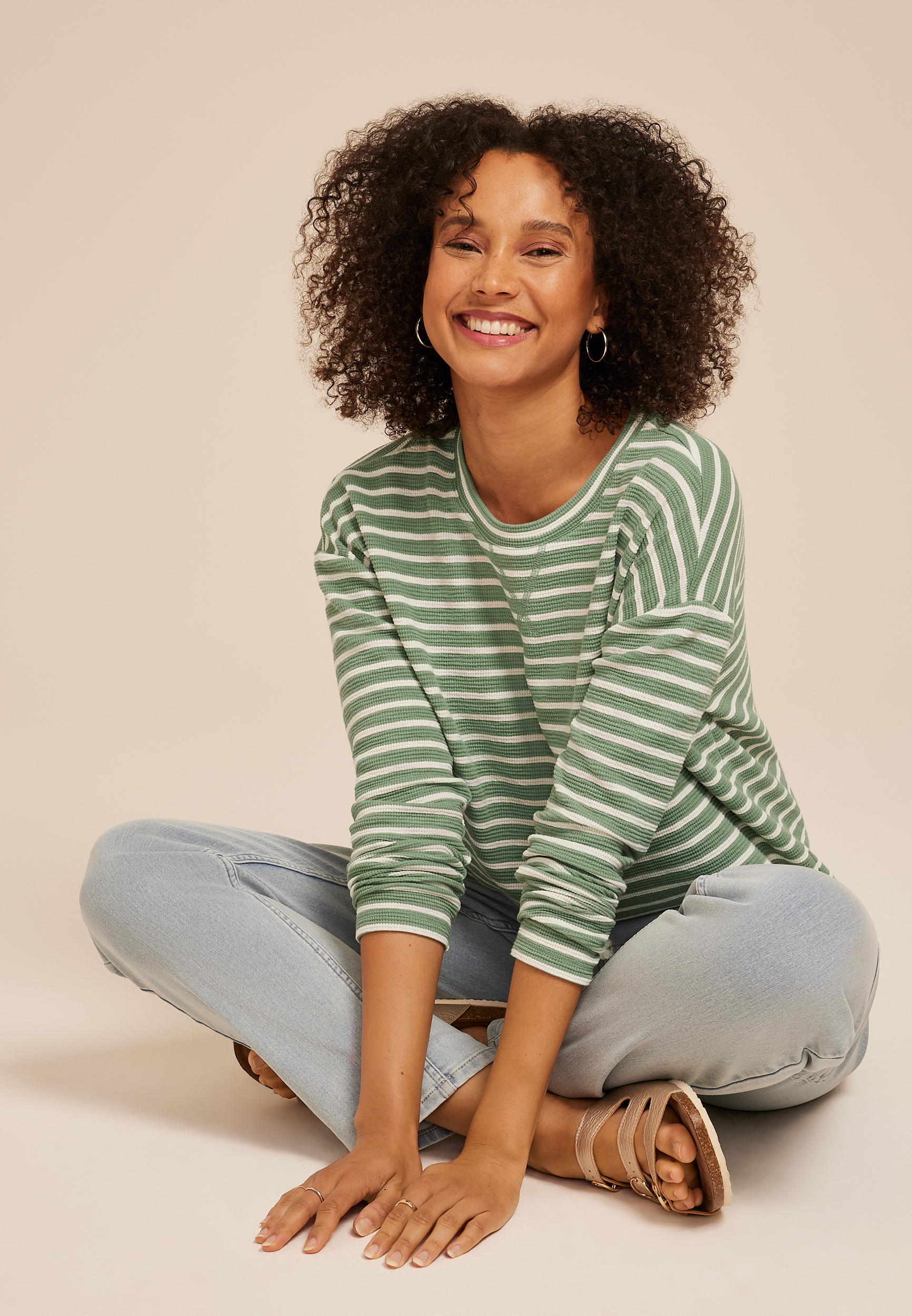 24/7 Clara Textured Long Sleeve Tee