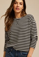 24/7 Clara Textured Long Sleeve Tee, C9765, small
