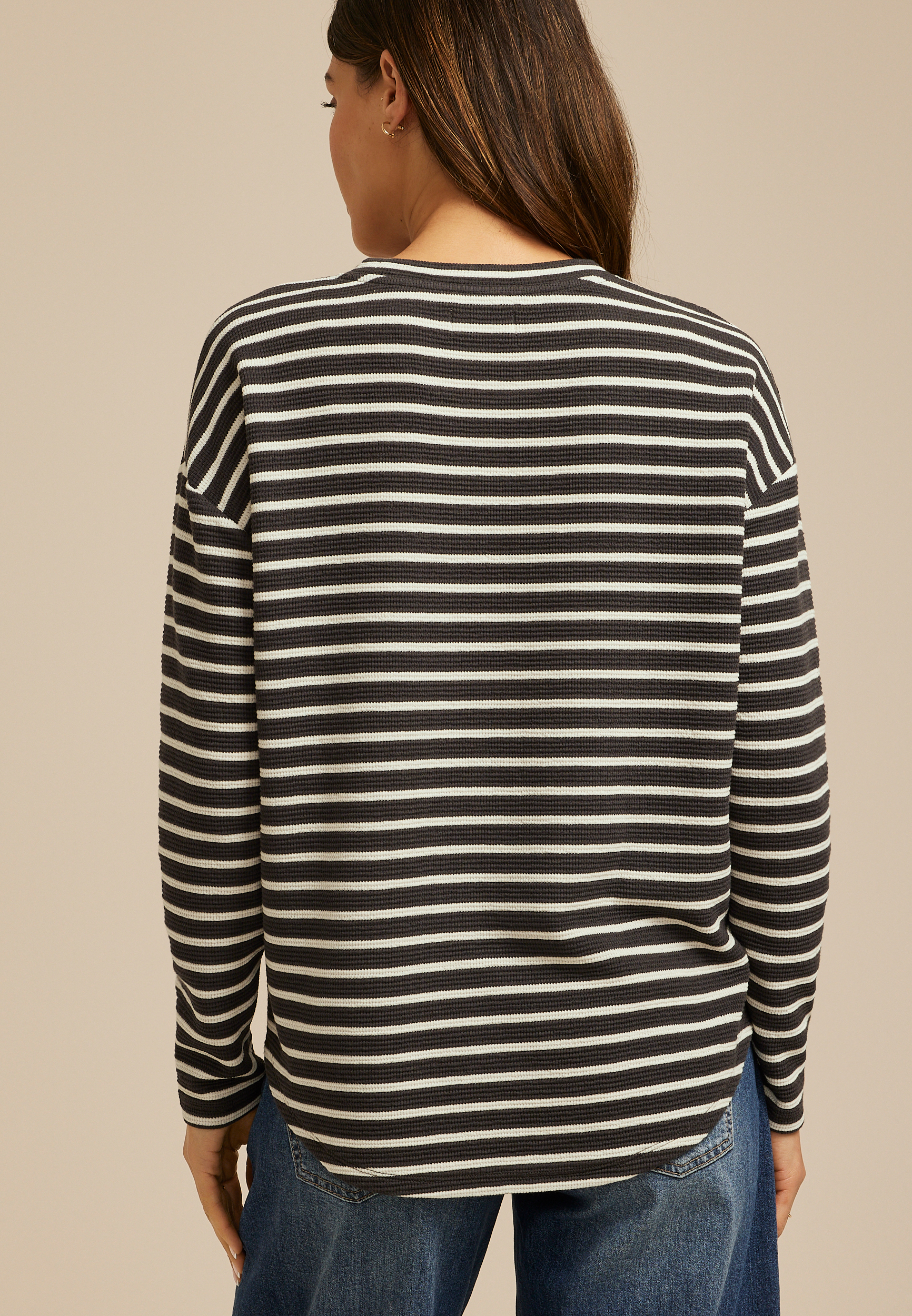 24/7 Clara Textured Long Sleeve Tee, C9765, large