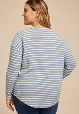 Plus Size 24/7 Clara Textured Long Sleeve Tee, C8499, small