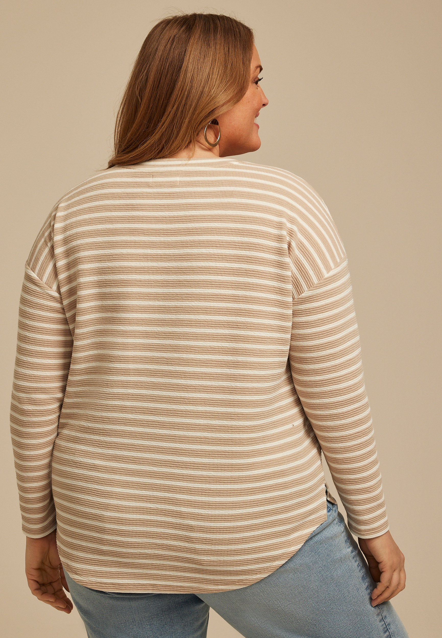 Plus Size 24/7 Clara Textured Long Sleeve Tee - thumbnail 8