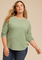 Plus Size 24/7 Clara Textured Long Sleeve Tee, C914, small