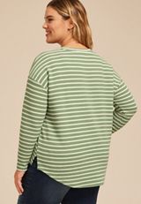 Plus Size 24/7 Clara Textured Long Sleeve Tee, C914, small