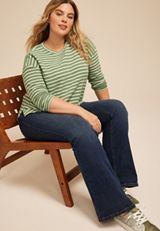 Plus Size 24/7 Clara Textured Long Sleeve Tee, C914, small
