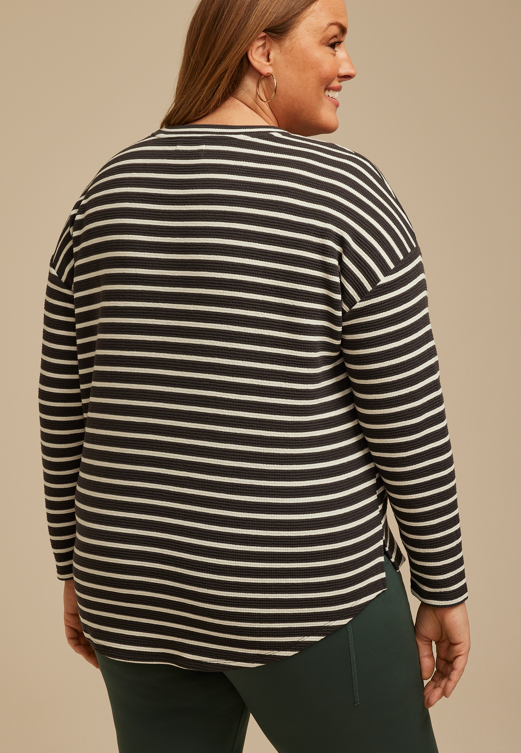 Plus 24/7 Clara Textured Long Sleeve Tee