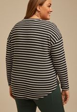 Plus Size 24/7 Clara Textured Long Sleeve Tee, C9765, small