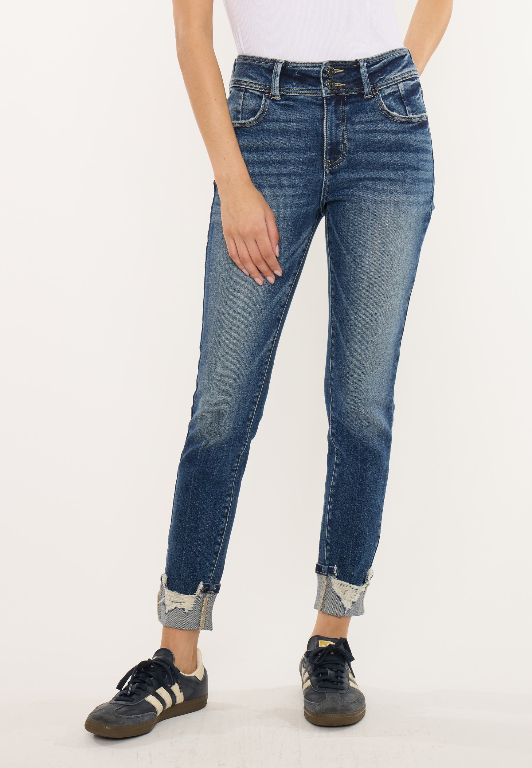KanCan&trade; High Rise Destructed Cuff Skinny Jean