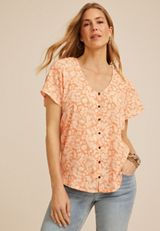 Floral Button Front Blouse, C8086, small