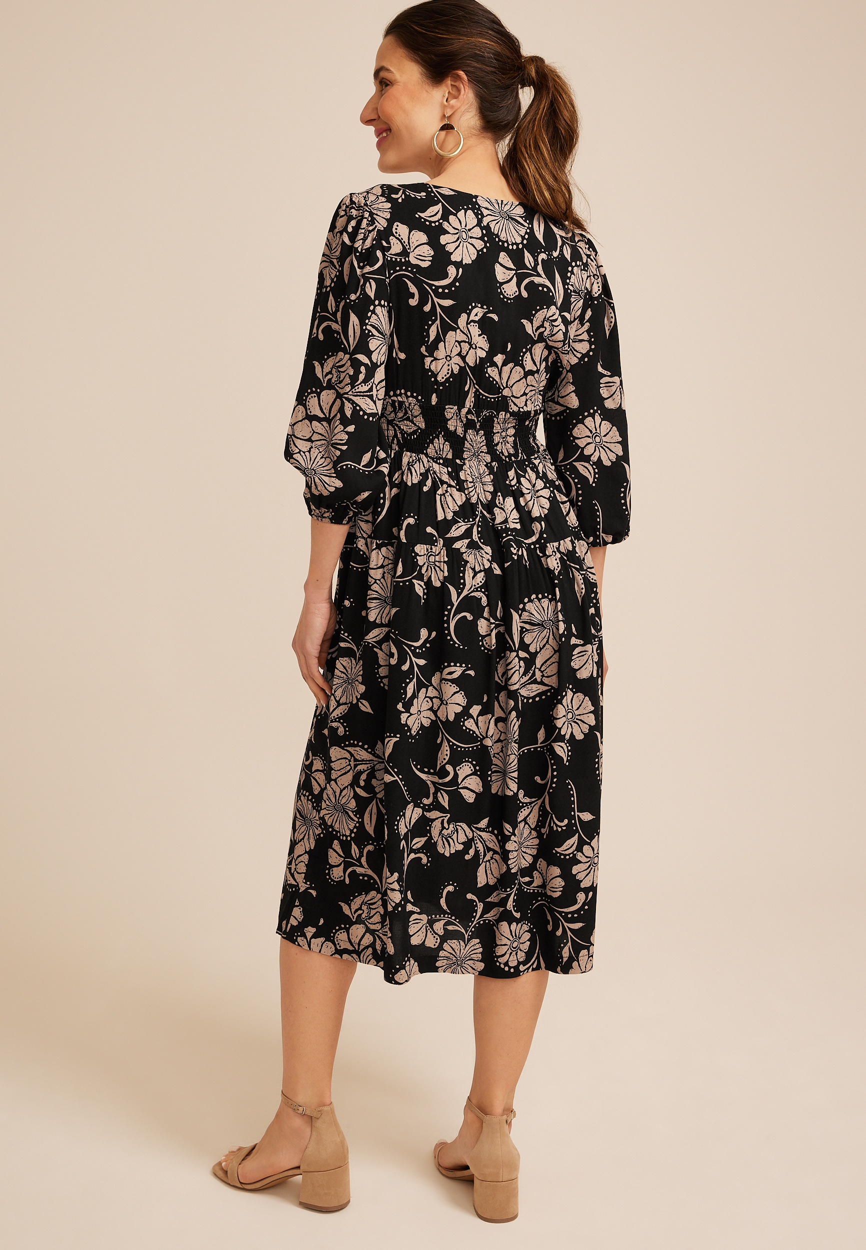 black scuba midi dress Threadbare Women's Black Scuba Crepe Long Sleeve Ladies' Jersey Midi Dress  With Side Split