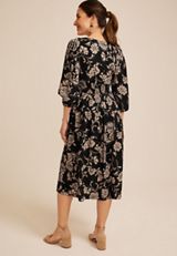 Floral V Neck Midi Dress, C1756, small