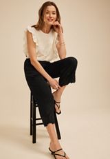 Scalloped Eyelet Hem Palazzo Pant, C106, small