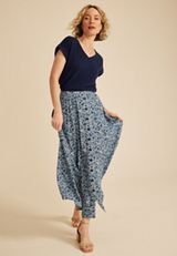 Floral Button Front Maxi Skirt, C1943, small