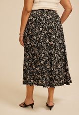 Plus Size Floral Button Front Maxi Skirt, C1756, small