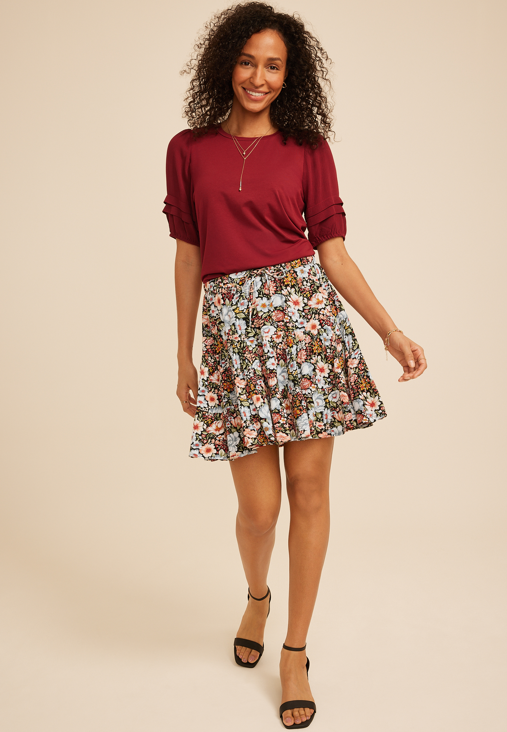 Floral Tiered Mini Skort