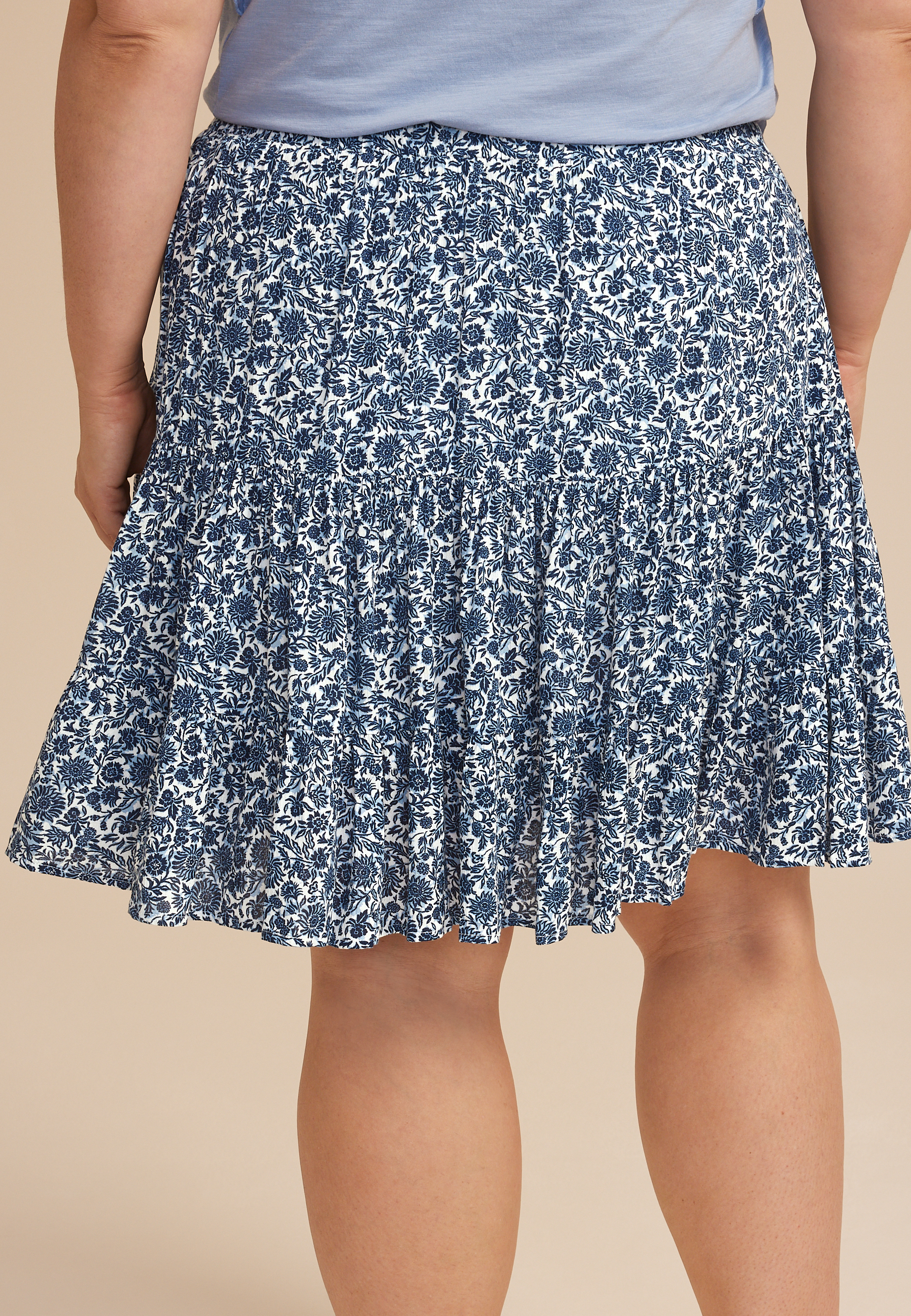 Plus Size Floral Tiered Mini Skort, C1943, large