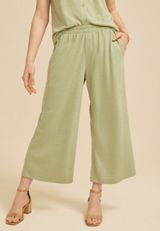Textured Wide Leg Cropped Pant, C738, small