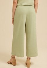 Textured Wide Leg Cropped Pant, C738, small