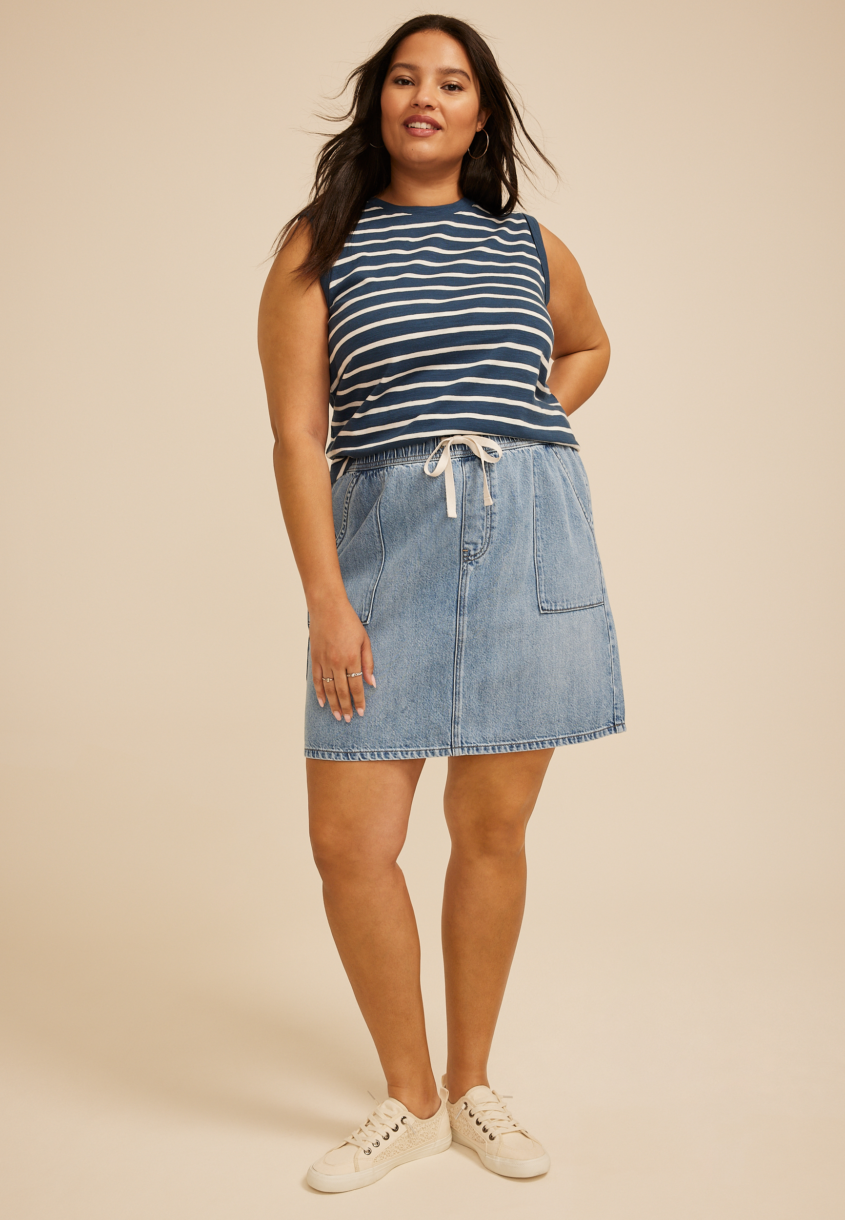 Plus Size m jeans by maurices&trade; High Rise Light Soft Pull On Skirt, C2806, large
