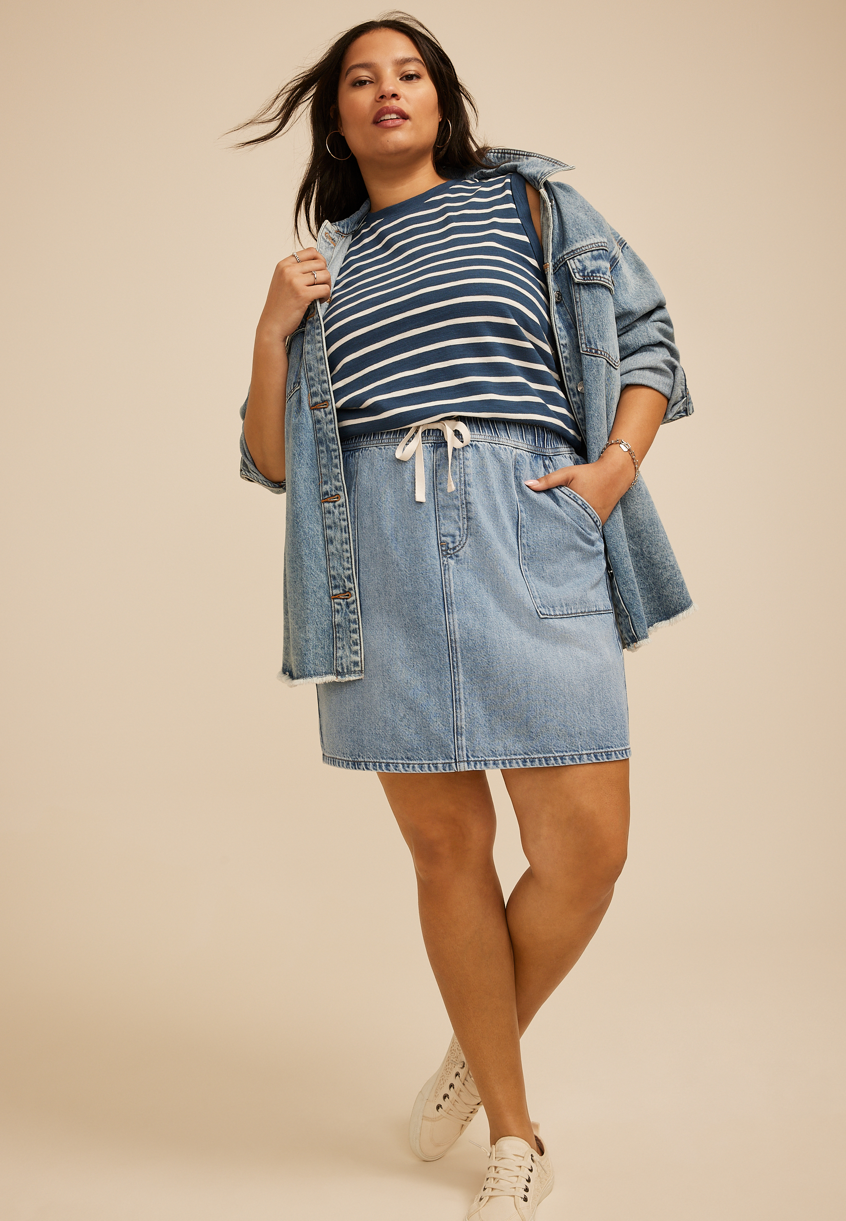 Plus Size m jeans by maurices&trade; High Rise Light Soft Pull On Skirt, C2806, large