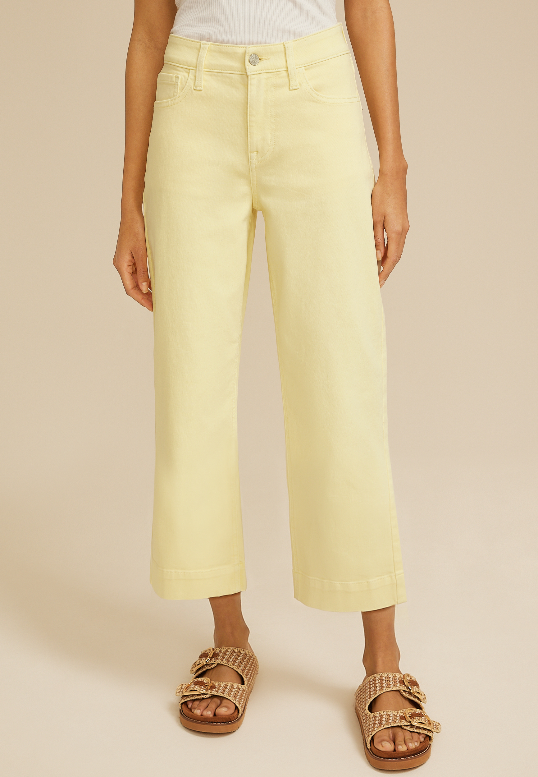 m jeans by maurices&trade; High Rise Soft Yellow Wide Leg Ankle Jean