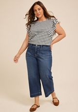 Plus Size m jeans by maurices&trade; High Rise Patch Pocket Wide Leg Cropped Jean, C258, small
