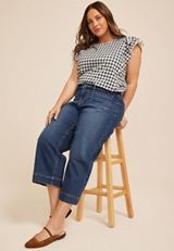 Plus Size m jeans by maurices&trade; High Rise Patch Pocket Wide Leg Cropped Jean, C258, small