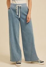 Light Knit Seamed Pull On Wide Leg Jean, C2806, small