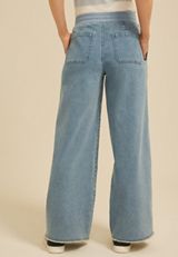 Light Knit Seamed Pull On Wide Leg Jean, C2806, small