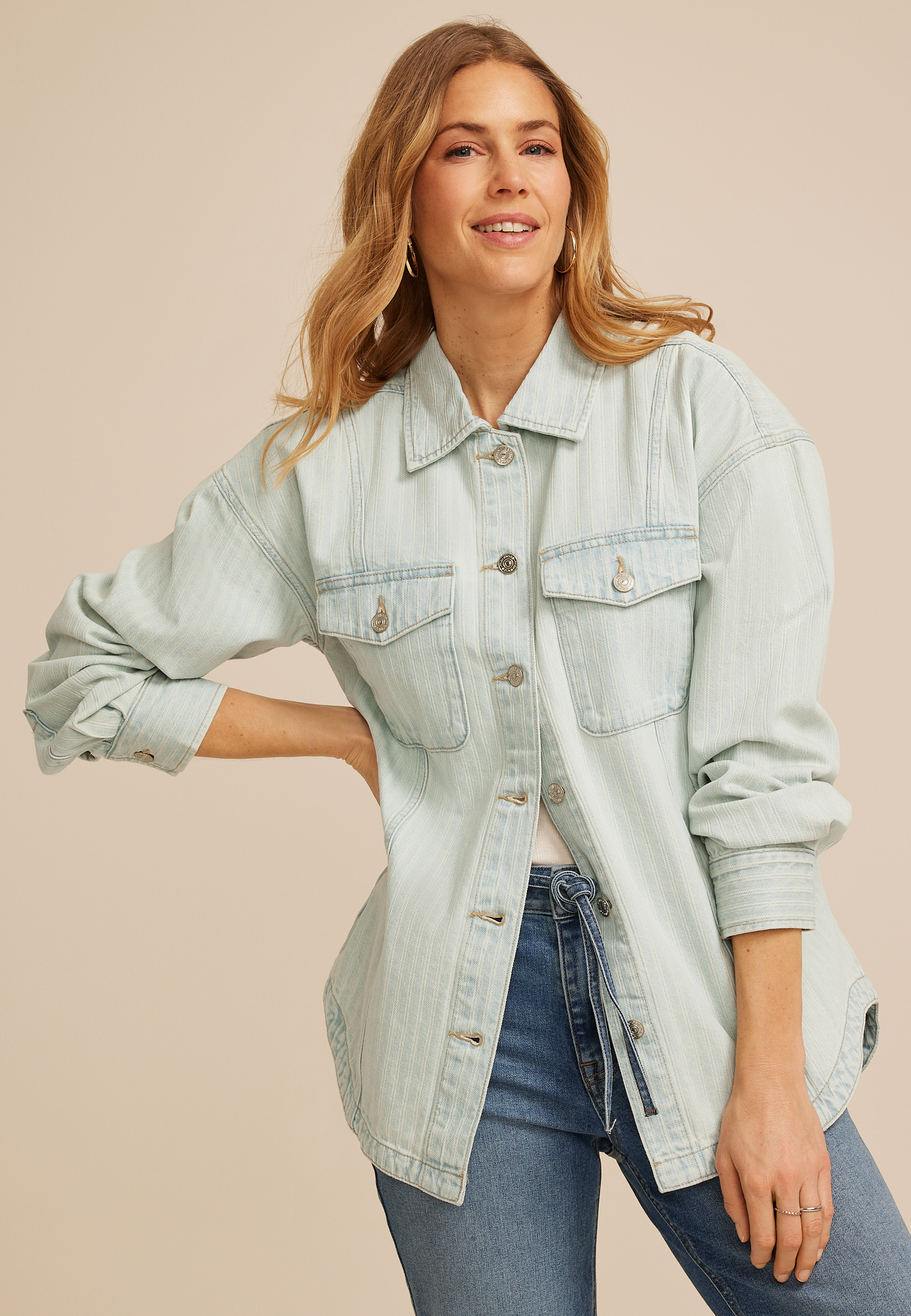 Light Herringbone Shacket