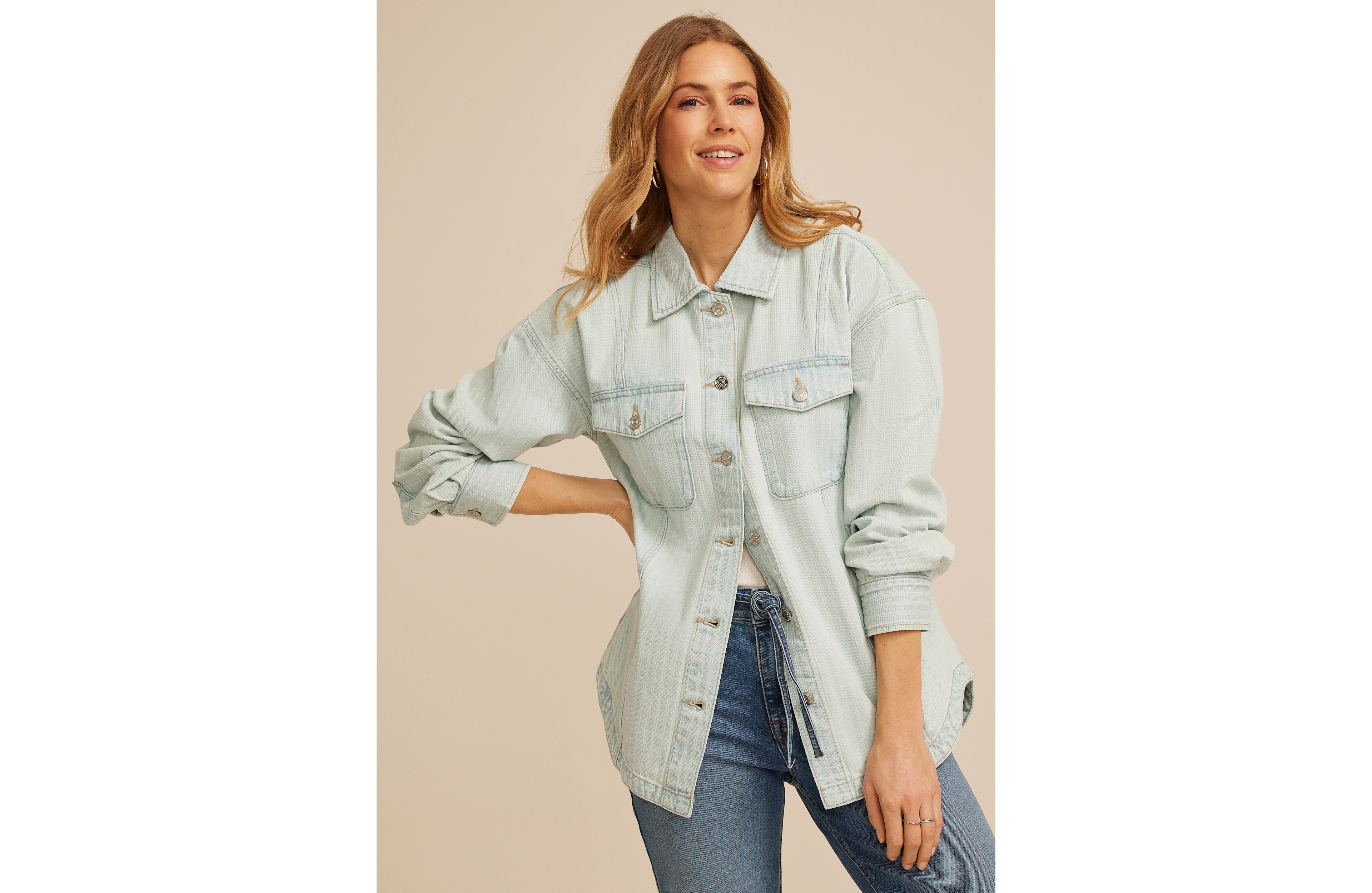 Light Herringbone Shacket