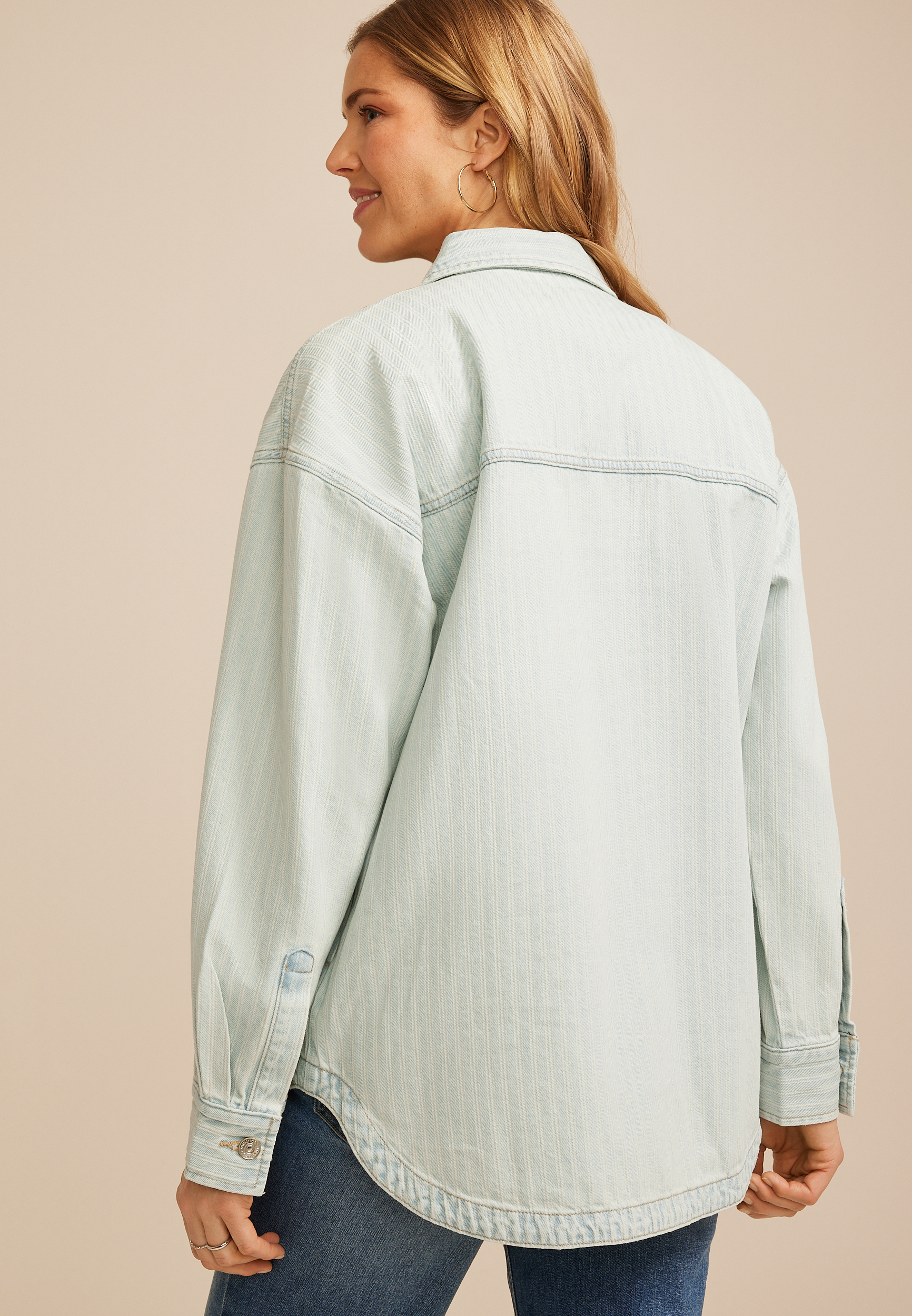 Light Herringbone Shacket, C2806, large