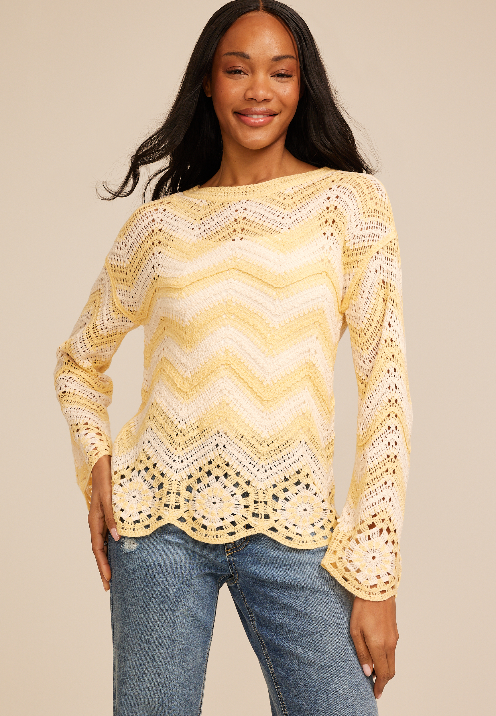 Yellow Crochet Sweater