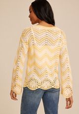 Yellow Crochet Sweater, SOLSTICE YELLOW, small