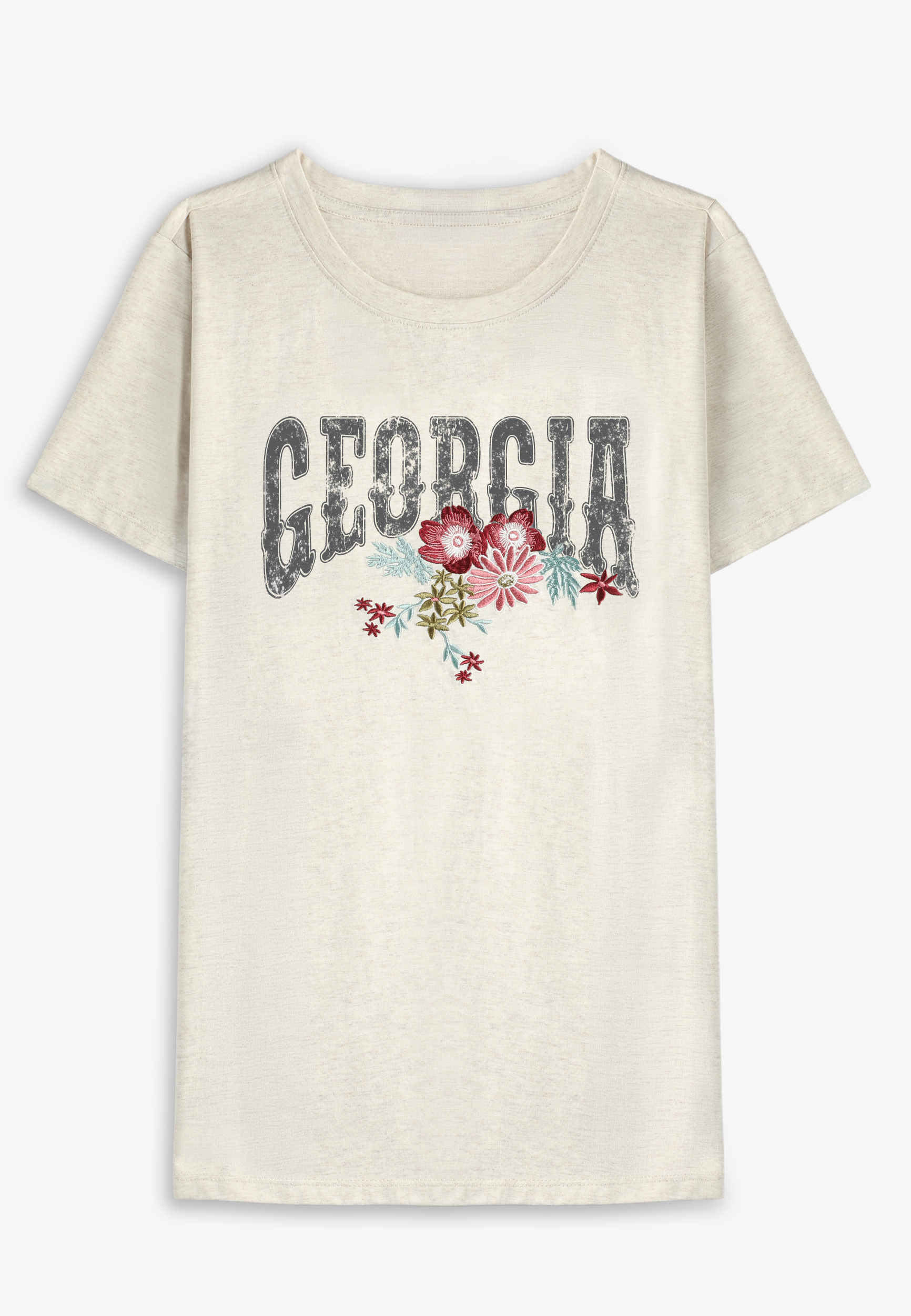 Embroidered Flower State Classic Fit Graphic Tee