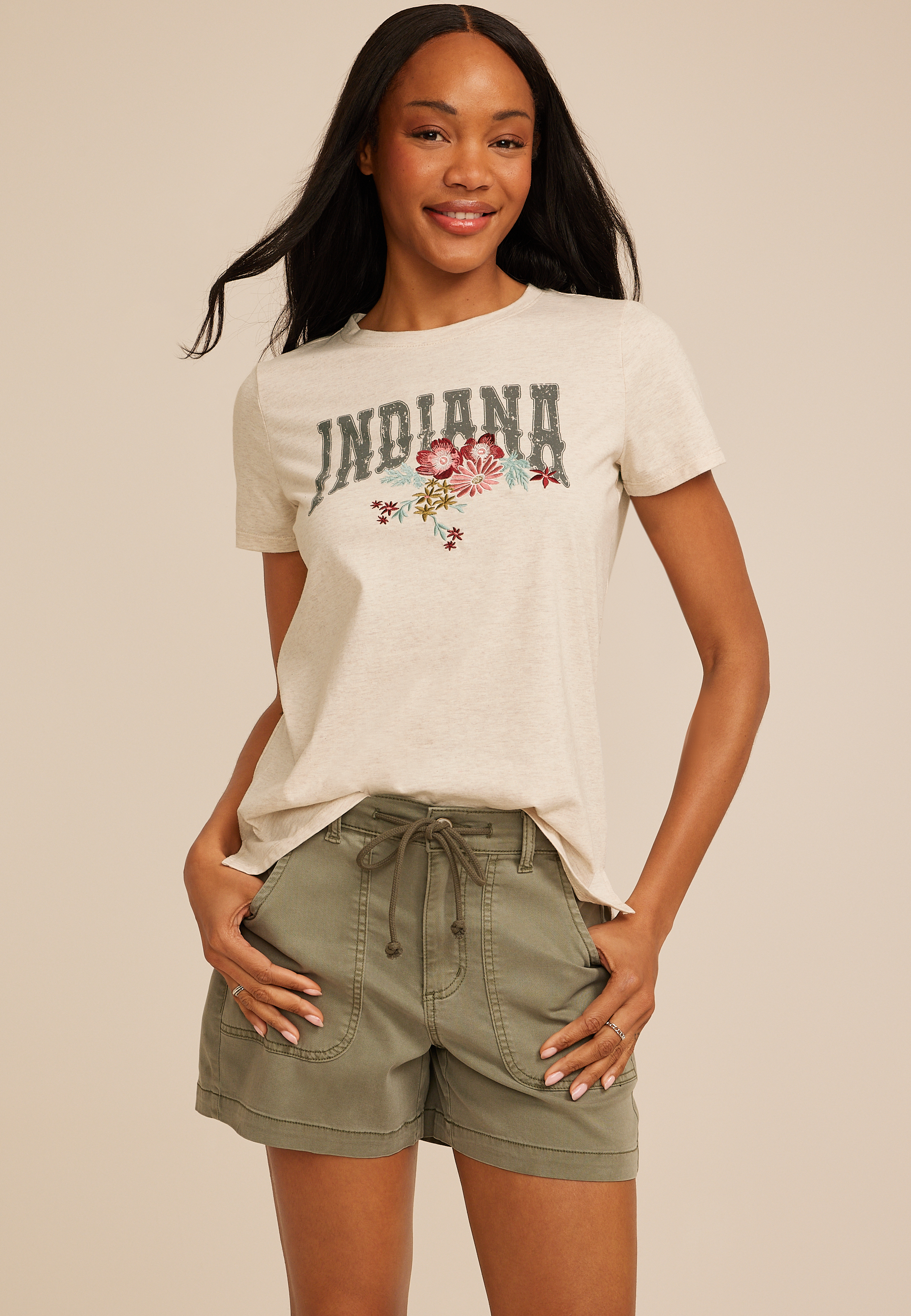 Embroidered Flower State Classic Fit Graphic Tee